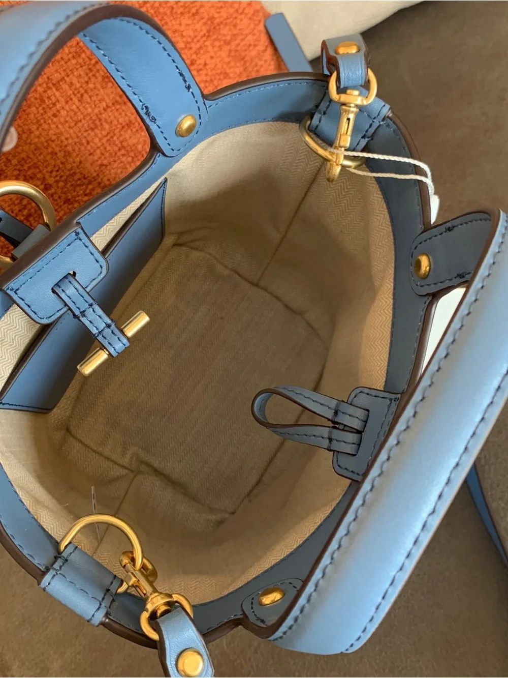 Tory Burch Blue Miller Mini Bucket Bag